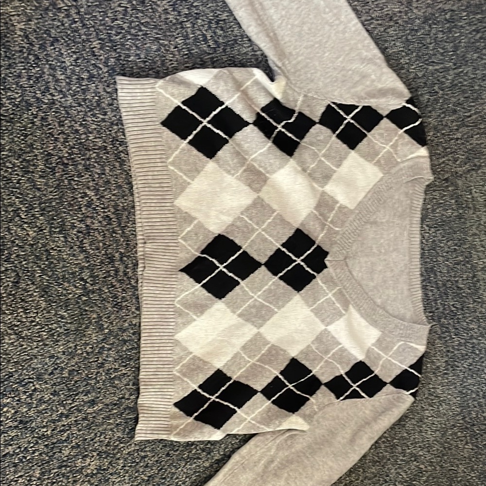 Gray and Black Argyle Women's Sweater